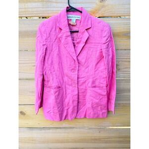Adolfo Studio Hot Pink Linen Blend Blazer Jacket 6 Petite BZ085